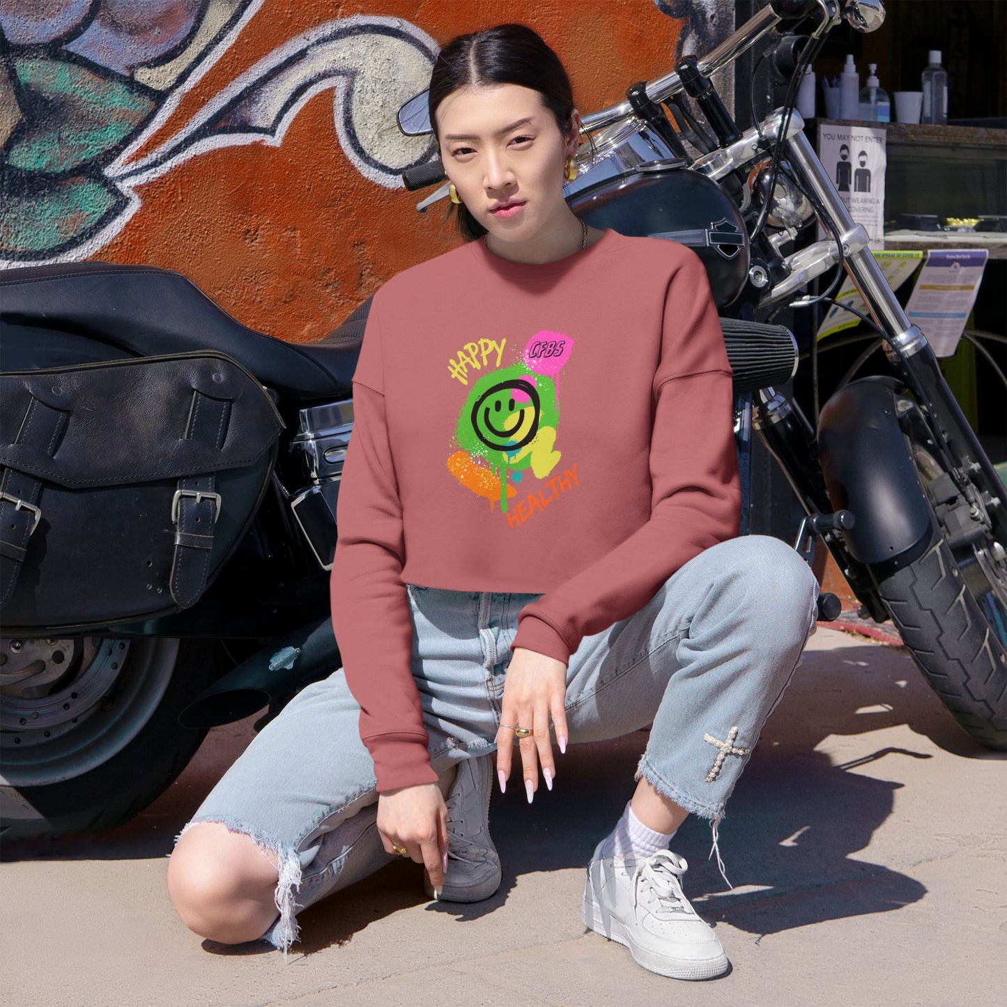 CFBS Women's Cropped Sweatshirt - Happy & Healthy